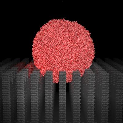 hydrophobic virtual water droplet on pillars